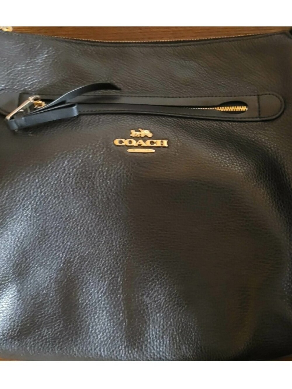 Coach Black Pebbled Leather Crossbody Messenger with Gold Hardware